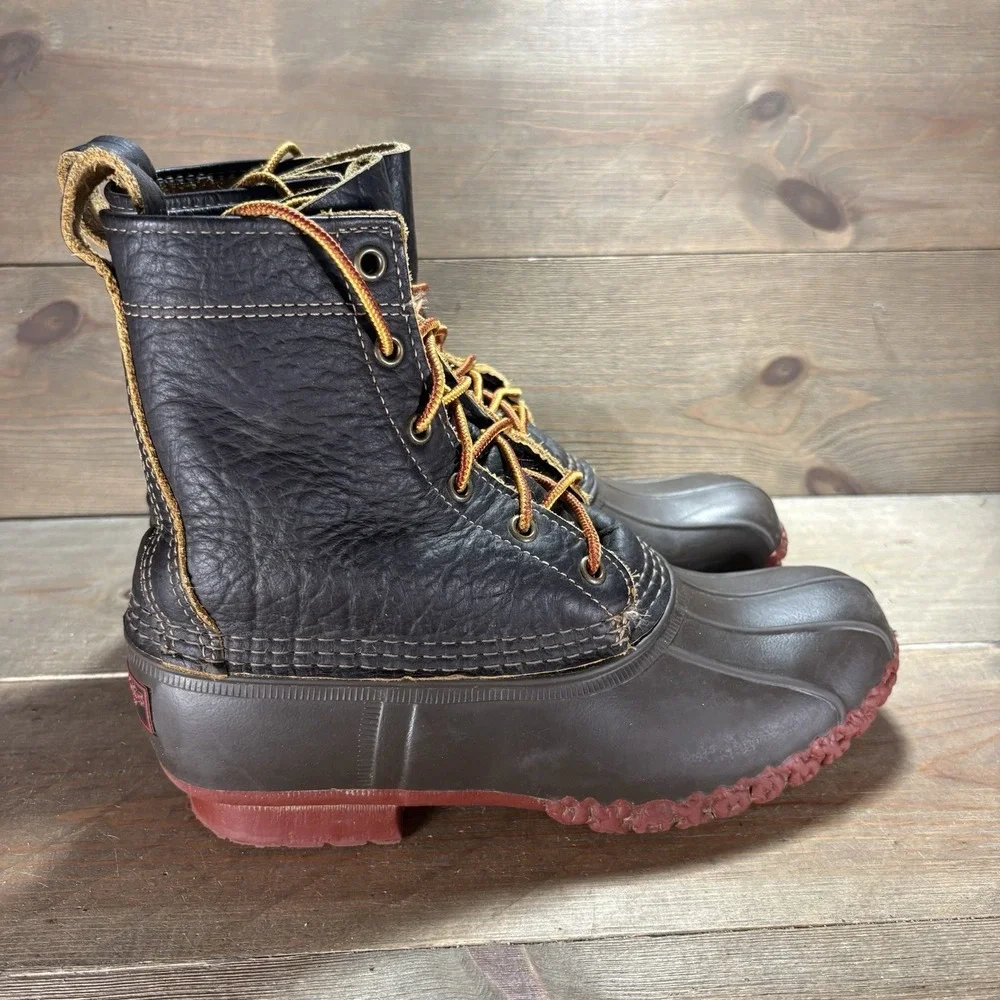 Ll bean duck boots womens size 7 shoes brown bison leather waterproof hunting